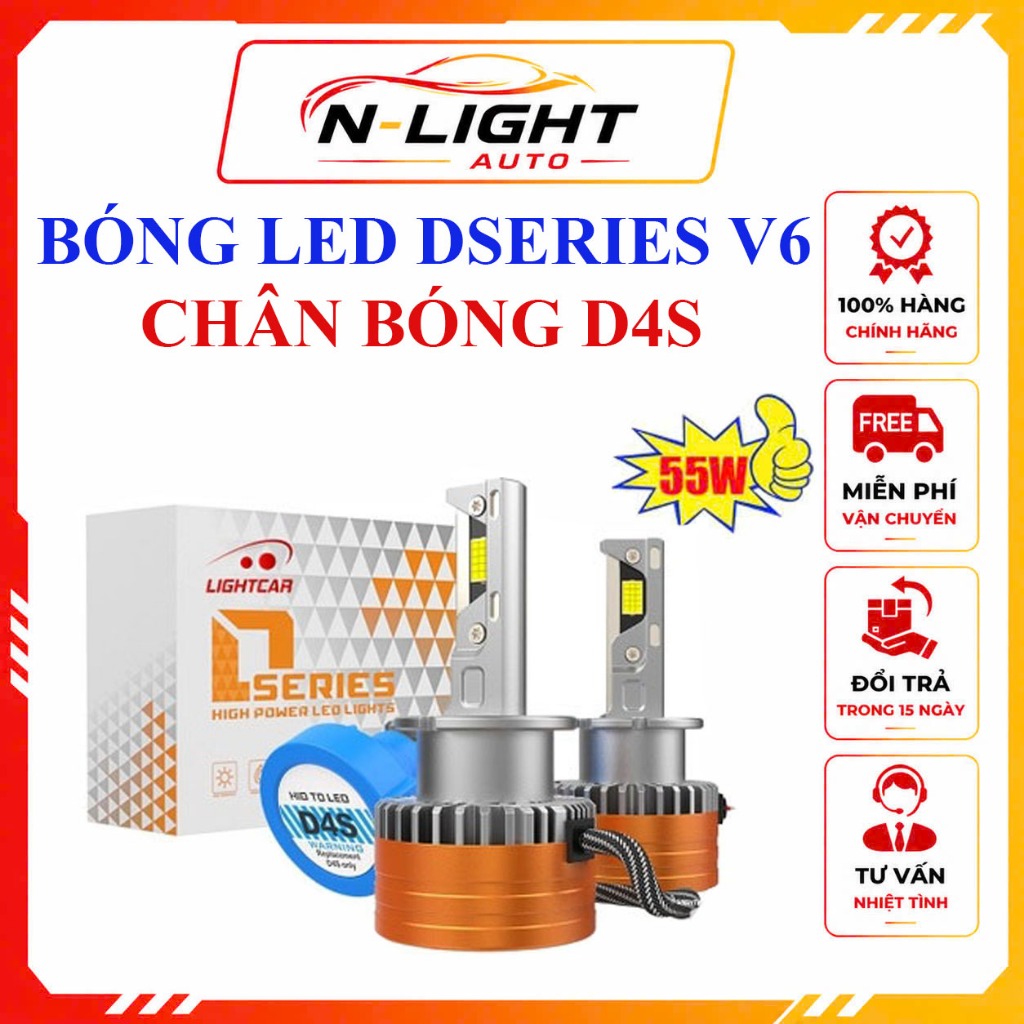 Bóng Led Chân D4S Cao Cấp , LightCar V6 D4S Siêu Sáng 55W