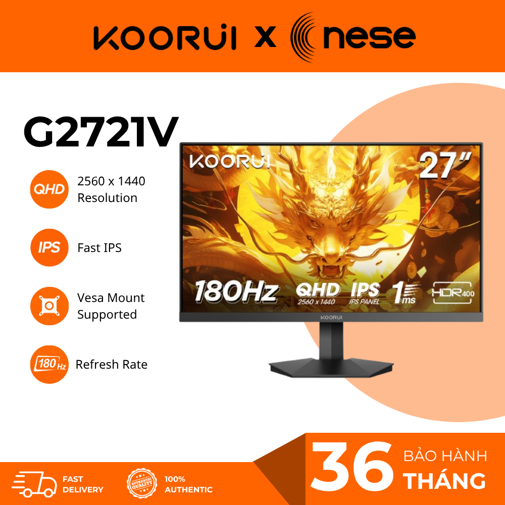 ⭐ Màn Hình Gaming KOORUI G2721V 27" QHD 180Hz – Lựa Chọn TỐT NHẤT TẦM GIÁ ⭐