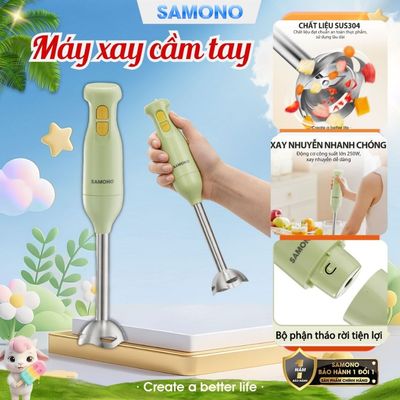 Máy xay ăn dặm cầm tay SAMONO SW-HB200A 250W xay cháo, sinh tố, rau củ - thanh máy inox