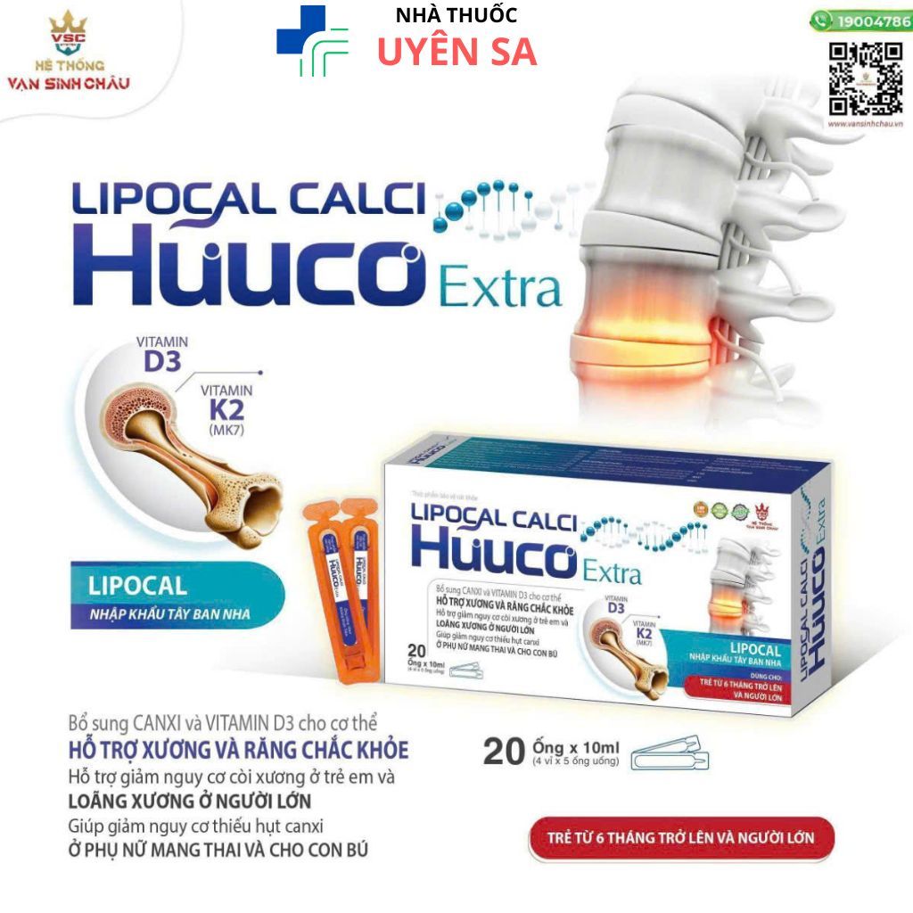 [CHÍNH HÃNG] Canxi sinh học LIPOCAL Canxi hữu cơ giúp hấp thu tối đa không gây nóng, không gây cặn t