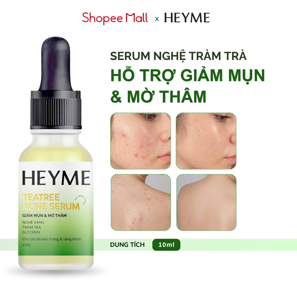 Serum Mờ Thâm Hỗ Trợ Giảm Mụn, Mờ Thâm HEYME 10ML Chiết Xuất Nghệ Vàng - Heyme teatree acne serum