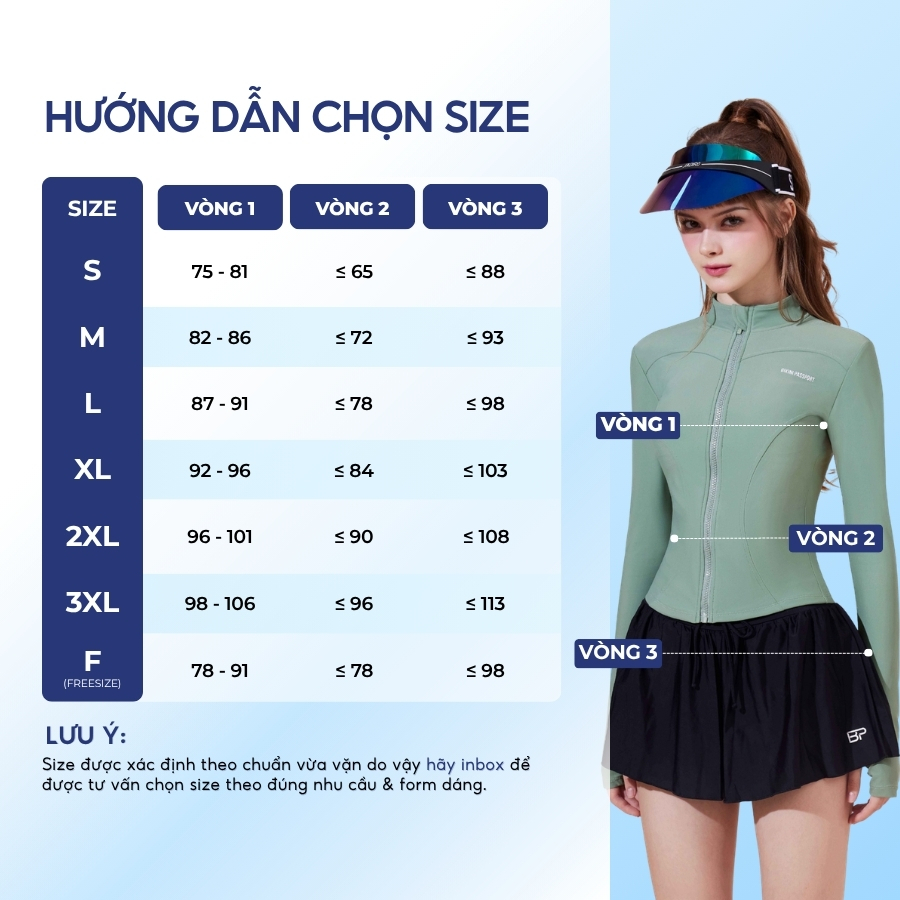 Áo bơi kín nữ tay dài có khoá chống nắng đi dã ngoại - Bikini Passport - BS525_MS | BigBuy360 - bigbuy360.vn