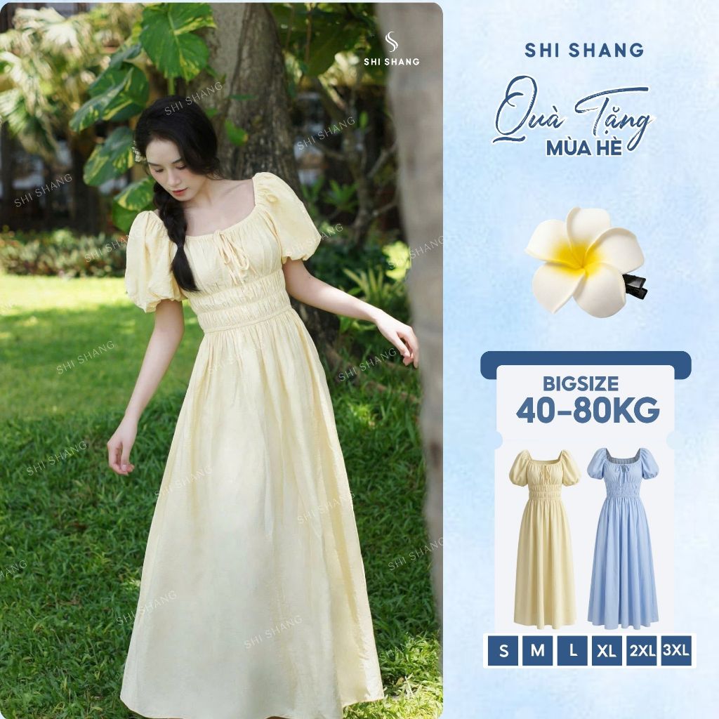 [𝐁𝐒𝐓 𝐇𝐞̀ 𝟐𝟎𝟐𝟔] Đầm Cổ Vuông Tay Bồng Dáng Maxi Đi Biển, Đi Chơi, Váy Vibe Nàng Thơ Có Bigsize By Shi Shang - SH003 | BigBuy360 - bigbuy360.vn