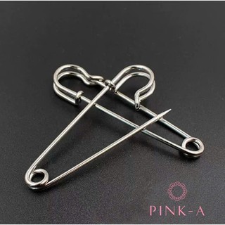 *(Set 3 cái) Cài áo kim băng màu đồng và cài áo kim băng inox gắn hoa/phụ kiện