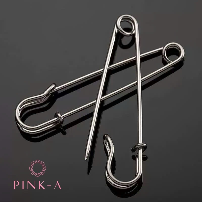 *(Set 3 cái) Cài áo kim băng màu đồng và cài áo kim băng inox gắn hoa/phụ kiện