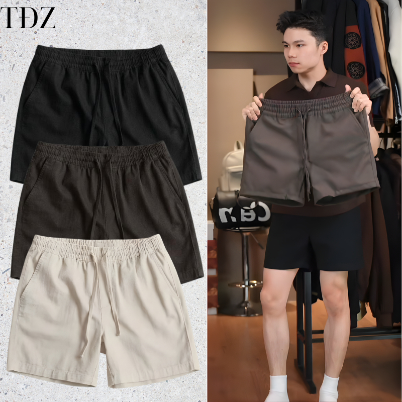 Quần Đùi Nam Kaki Cạp Chun Trên Gối TĐZ_ STORE Quần Short Chất Liệu Kaki Nhật Cao Cấp Thoáng Mát