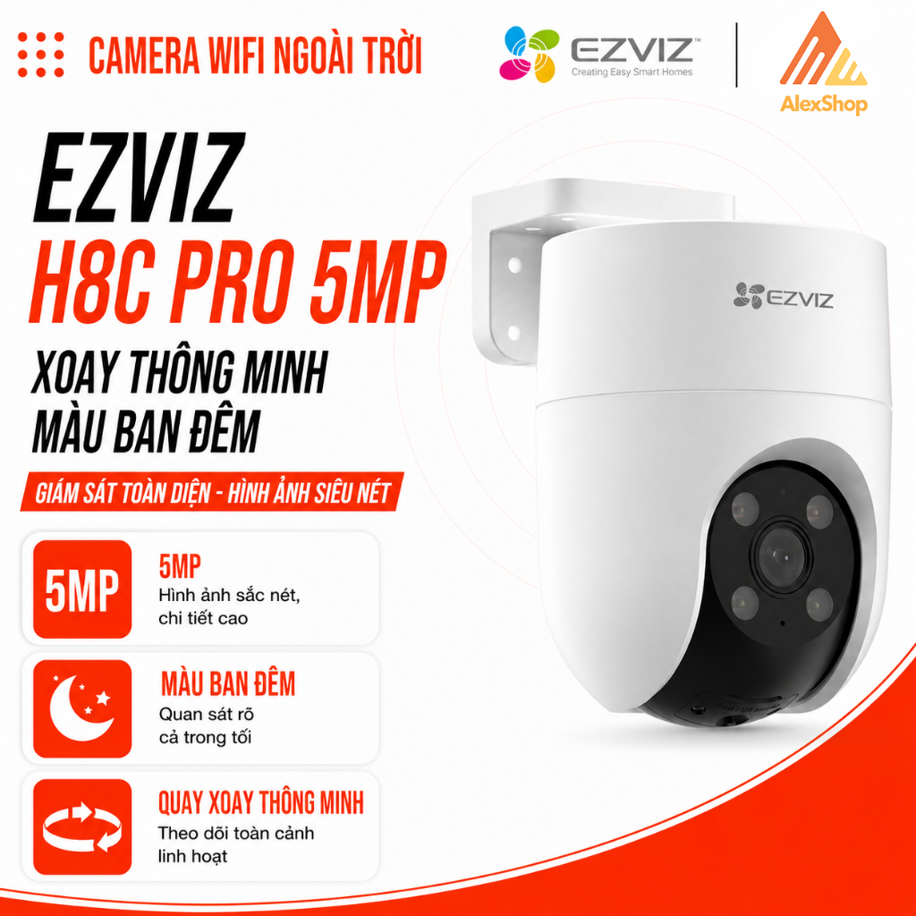 [2026] Camera Ezviz H8C Pro/ H8X/ H80f | Camera Ngoài Trời, Xoay 360, Đàm Thoại 2 Chiều