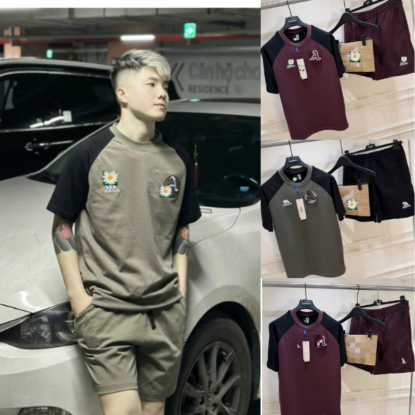 Bộ Quần Áo Hè Nam DAS Đỏ Mận-Đỏ Đô Phối Logo trước Ngực-Full Mẫu DAS Hot Nhất Đủ Logo Cho AE