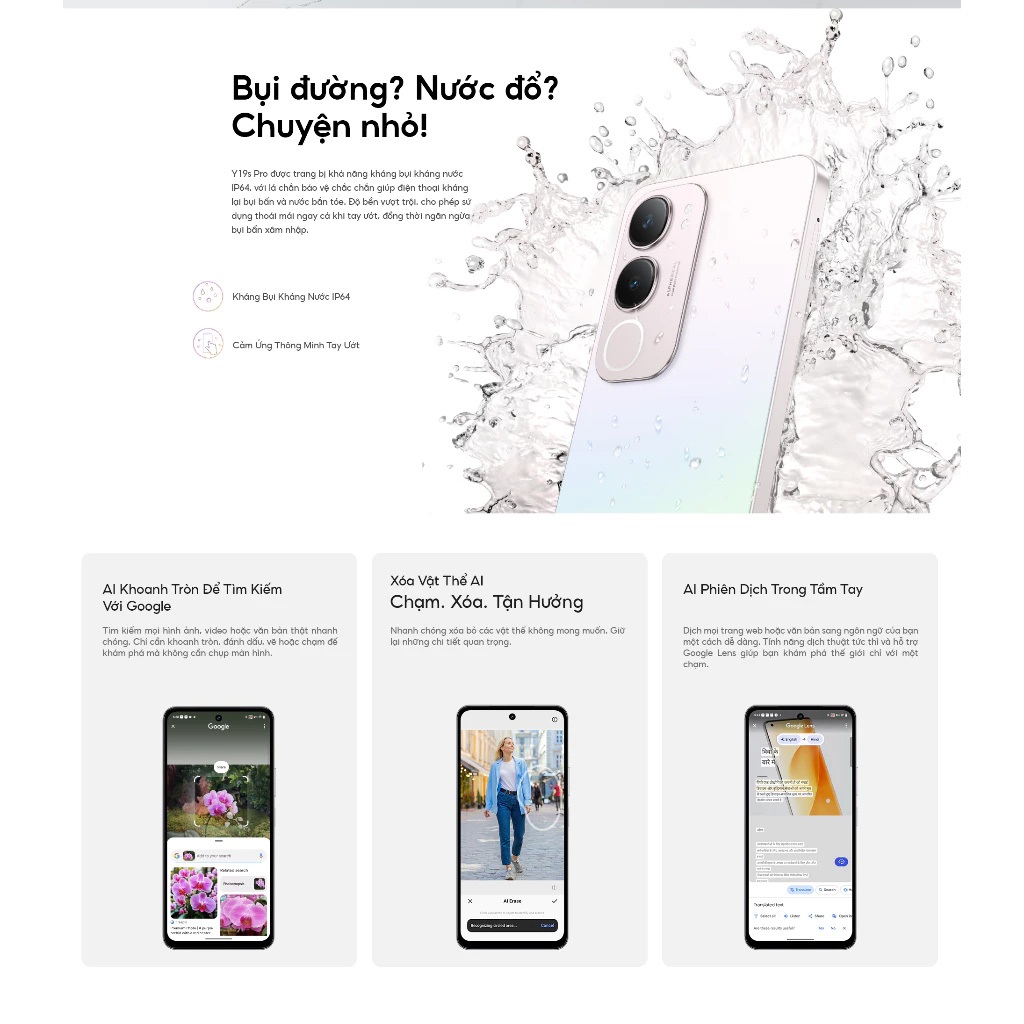 Điện thoại vivo Y19s Pro 8GB + 128GB | Màn Hình 6.68" | Pin 6000mAh | Kháng Nước và Chống Bụi IP64 | BigBuy360 - bigbuy360.vn