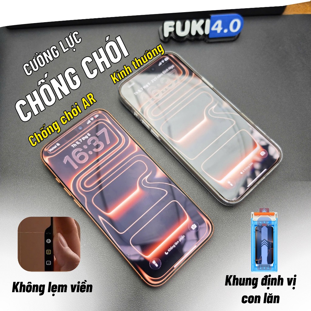 Kính cường lực cho iphone chống chói AR siêu full không lẹm viền 3D Curved ip 17 Promax 17 Air 16 Pr