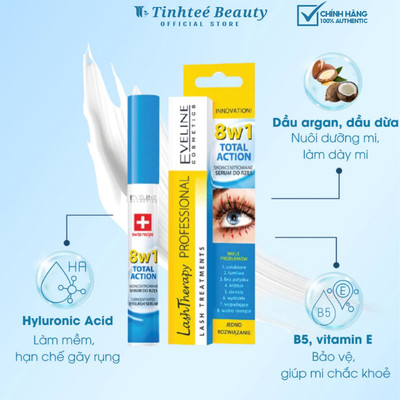 Dưỡng mi Eveline 8 trong 1 Total Action Lash Therapy giúp mi dài và dày hơn 10ml