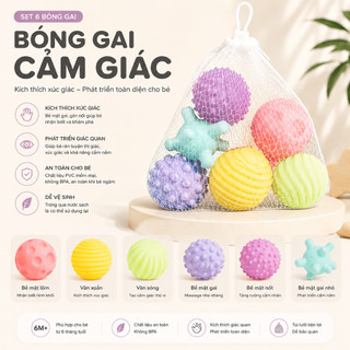 Set 6 bóng gai đóng túi lưới, bóp kêu vui tai cho bé đùa vui khi tắm