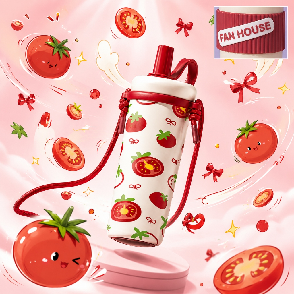 Ly giữ nhiệt Straw Cup Ceramic 720ml inox 316L phủ sứ bình giữ nhiệt Fan House in hình tặng túi | BigBuy360 - bigbuy360.vn