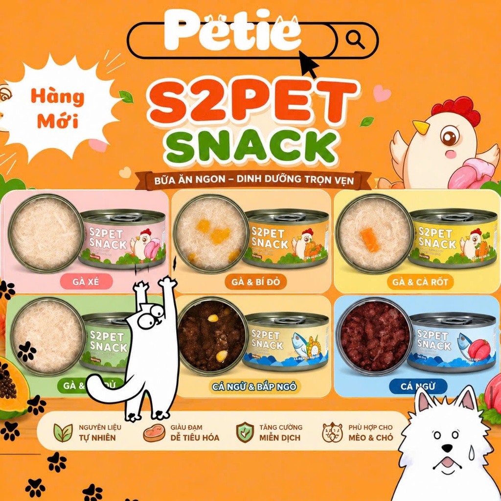 [LON] Pate Mèo S2Pet, Neeka Lon 85g Dạng Sốt Thịt, Pate S2Pet Cho Mèo Dạng Gravy Vị Gà Mix Rau