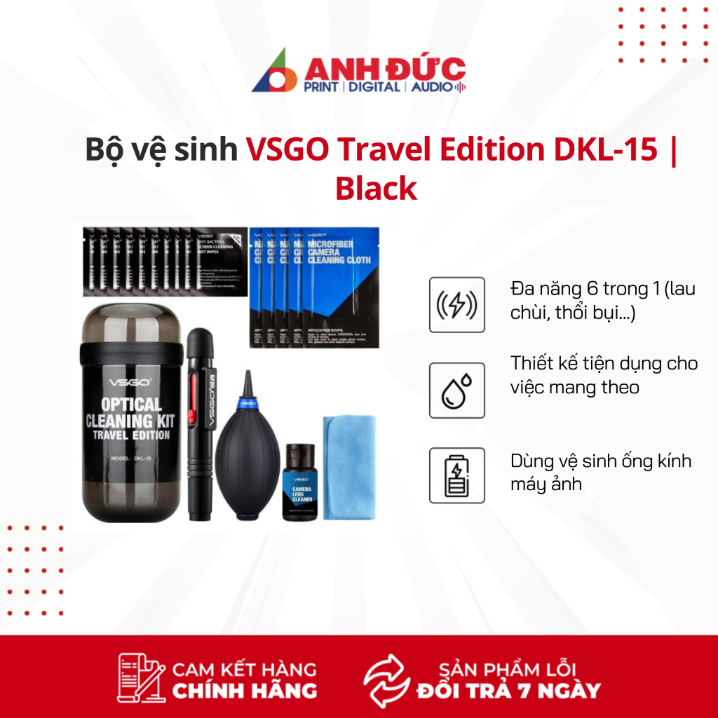 Bộ vệ sinh VSGO Travel Edition DKL-15 | Black