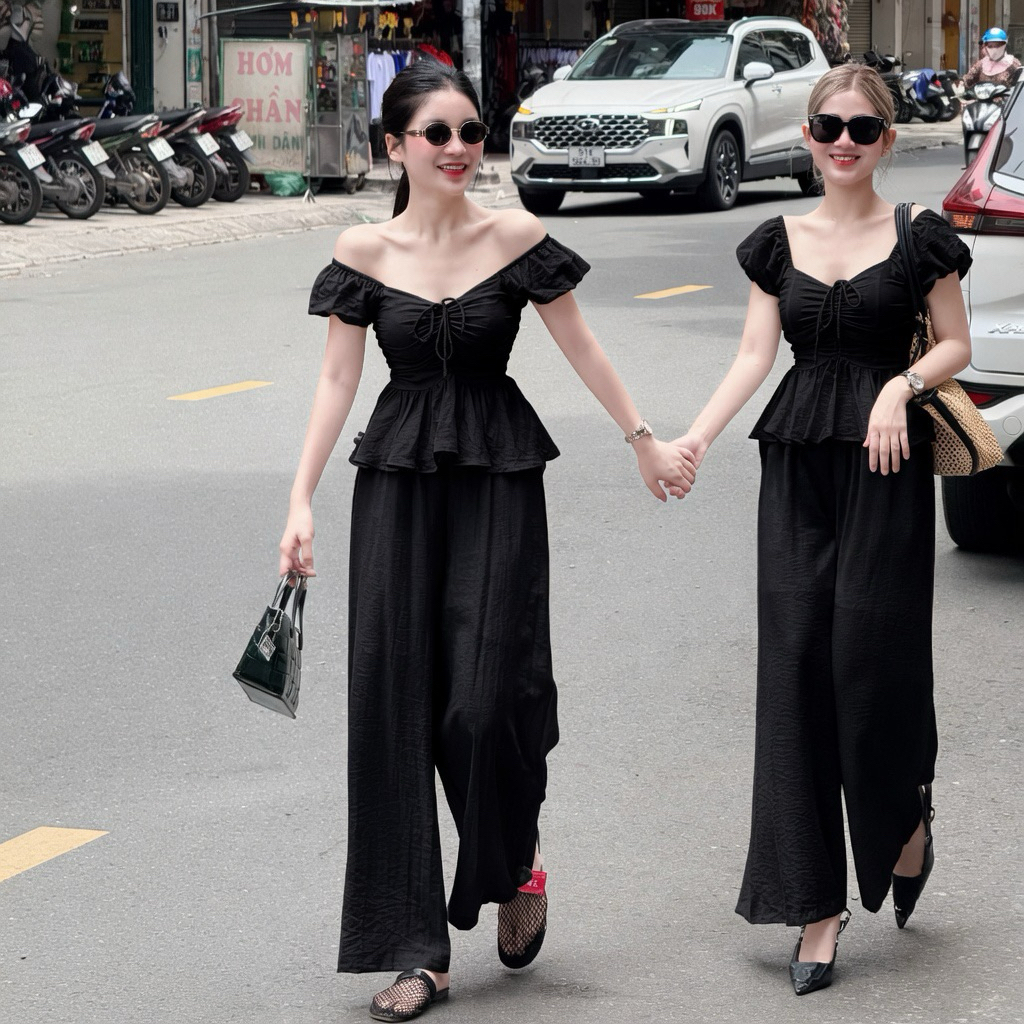 Bộ đũi rút dây, set bộ đũi áo canh tiên chạy chun sau mặc 2 kiểu mix quần xuông bigsize