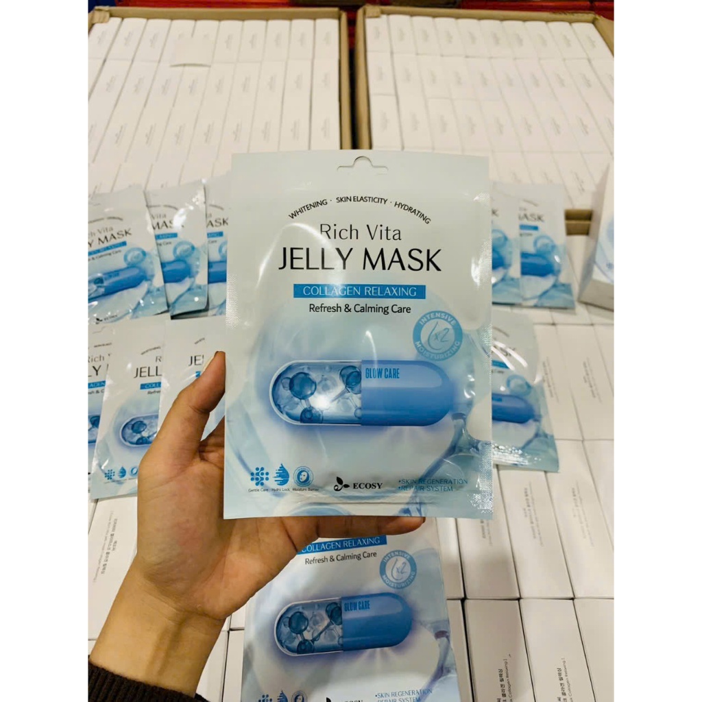 Mặt Nạ Collagen ngừa Lão Hóa Essential Up Collagen Sheet Mask, mặt nạ Ecosy collagen Relaxing Jelly 