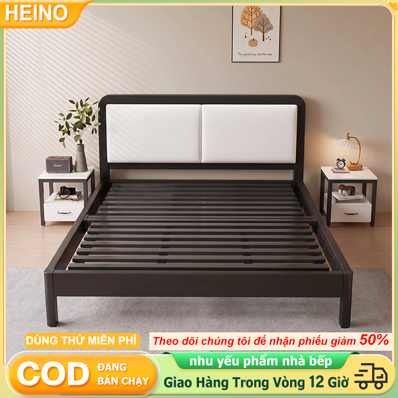 HEINO Giường sắt lắp ráp chịu lực tốt Khung thép làm dày gia cố chắc chắn đủ size 1m - 1m8 | BigBuy360 - bigbuy360.vn