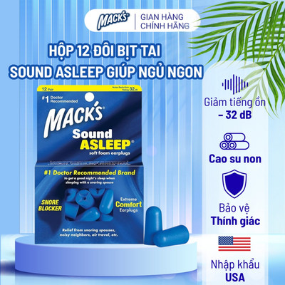 Hộp 12 đôi nút bịt tai Sound Asleep dành cho ngủ ngon, siêu mềm, nhập khẩu Mỹ