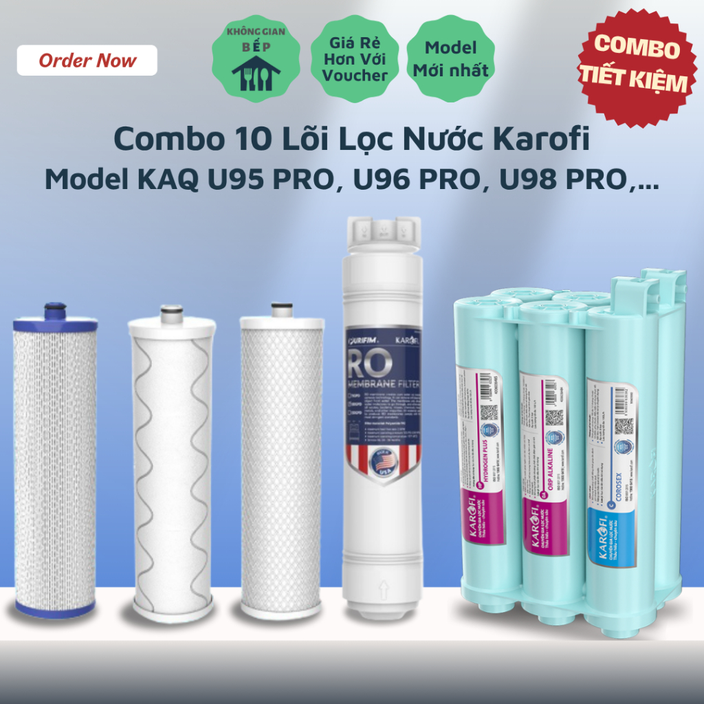 (Chào Sàn) Combo 10 Lõi Lọc Nước Karofi Model KAQ - U95 Pro, U96 Pro, U98 Pro,... Chính Hãng