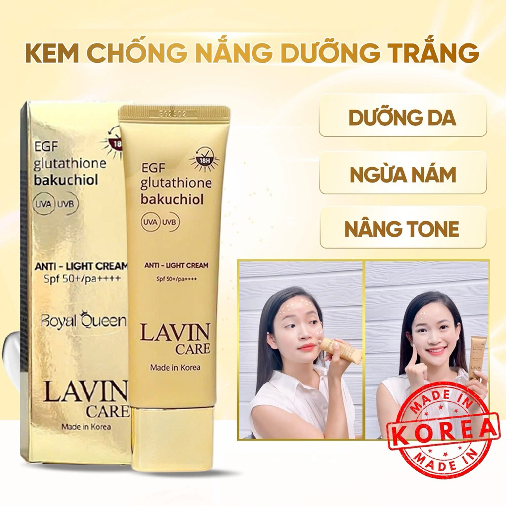 KEM CHỐNG NẮNG LAVIN CARE GLUTATHION BAKUCHIOL