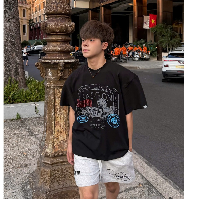 Áo thun form boxy 250gsm cotton dày dặn local brand CODES Studio họa tiết in "CODES APPAREL - STAY I