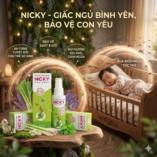 TINH DẦU THẢO DƯỢC CHỐNG MUỖI NICKY – AN TOÀN CHO TRẺ SƠ SINH & PHỤ NỮ MANG THAI – 60ML