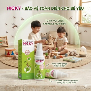 TINH DẦU THẢO DƯỢC CHỐNG MUỖI NICKY – AN TOÀN CHO TRẺ SƠ SINH & PHỤ NỮ MANG THAI – 60ML