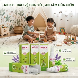 TINH DẦU THẢO DƯỢC CHỐNG MUỖI NICKY – AN TOÀN CHO TRẺ SƠ SINH & PHỤ NỮ MANG THAI – 60ML
