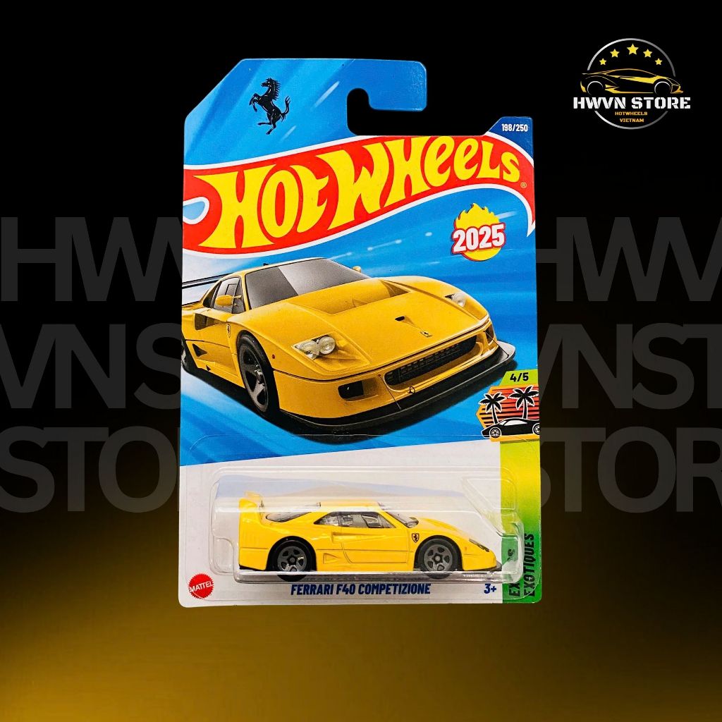 Xe mô hình Hotwheels Ferrari F40 màu vàng