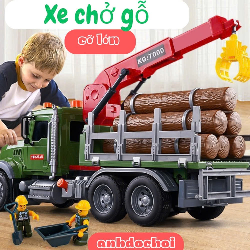 Xe đồ chơi cho bé cỡ lớn cho bé trai mô hình xe tải chở gỗ quà tặng sinh nhật shopanhdochoi