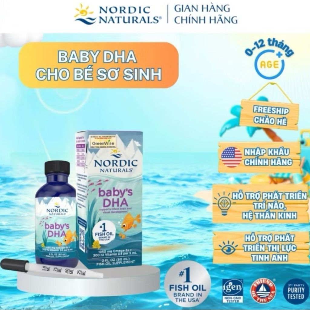 (Hàng nhập khẩu) TPBVSK Nodric Baby's DHA hỗ trợ phát triển trí não cho bé