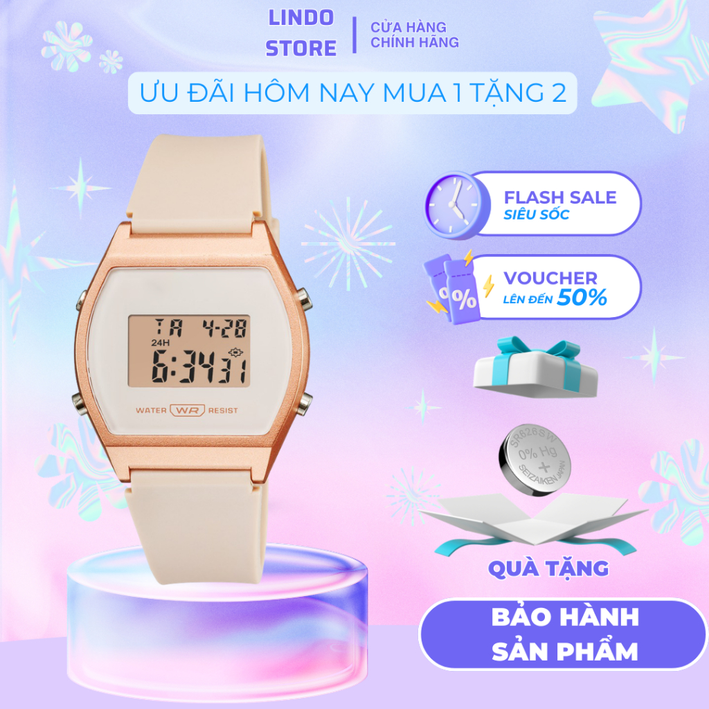 Đồng hồ nữ chính hãng D-ZINER DZ8214 điện tử mỏng nhẹ cao cấp chống nước 30M kèm hộp