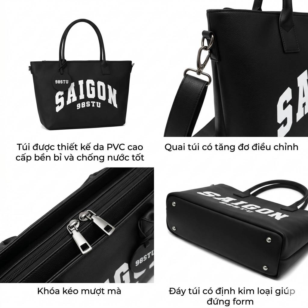 Túi tote saigon 98stu size L da pu cao cấp đựng vừa laptop tặng kèm dây đeo | BigBuy360 - bigbuy360.vn