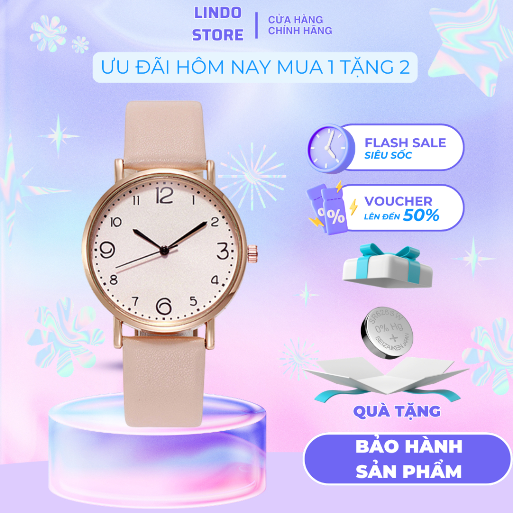 Đồng hồ nữ đẹp dây da chính hãng thời trang CINLA giá rẻ mặt tròn cao cấp CL8811