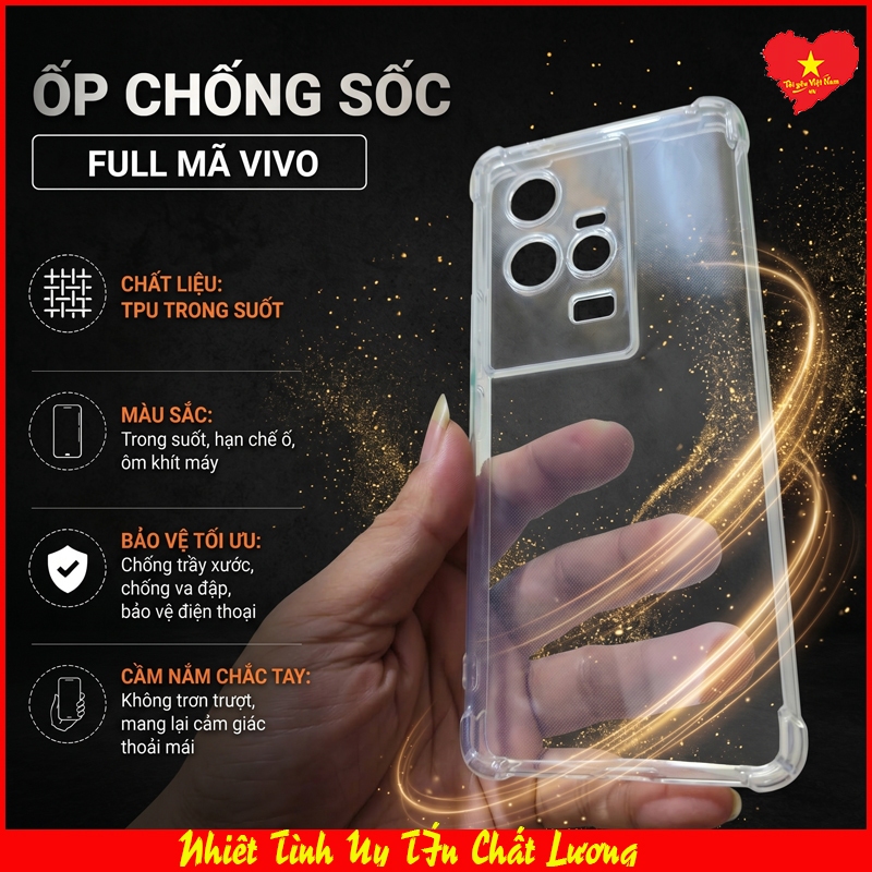 Ốp lưng chống sốc Vivo iQoo 9, iQoo 9 Pro, iQoo Z9X-5G, Vivo iQoo Z9-5G/ Z9Turbo hạn chế ố, trong su