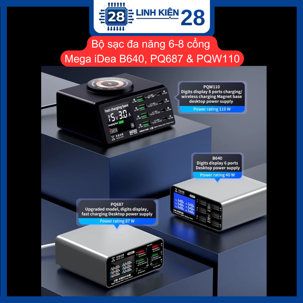 Bộ sạc đa năng 6-8 cổng Mega iDea B640, PQ687 & PQW110. linhkien_28