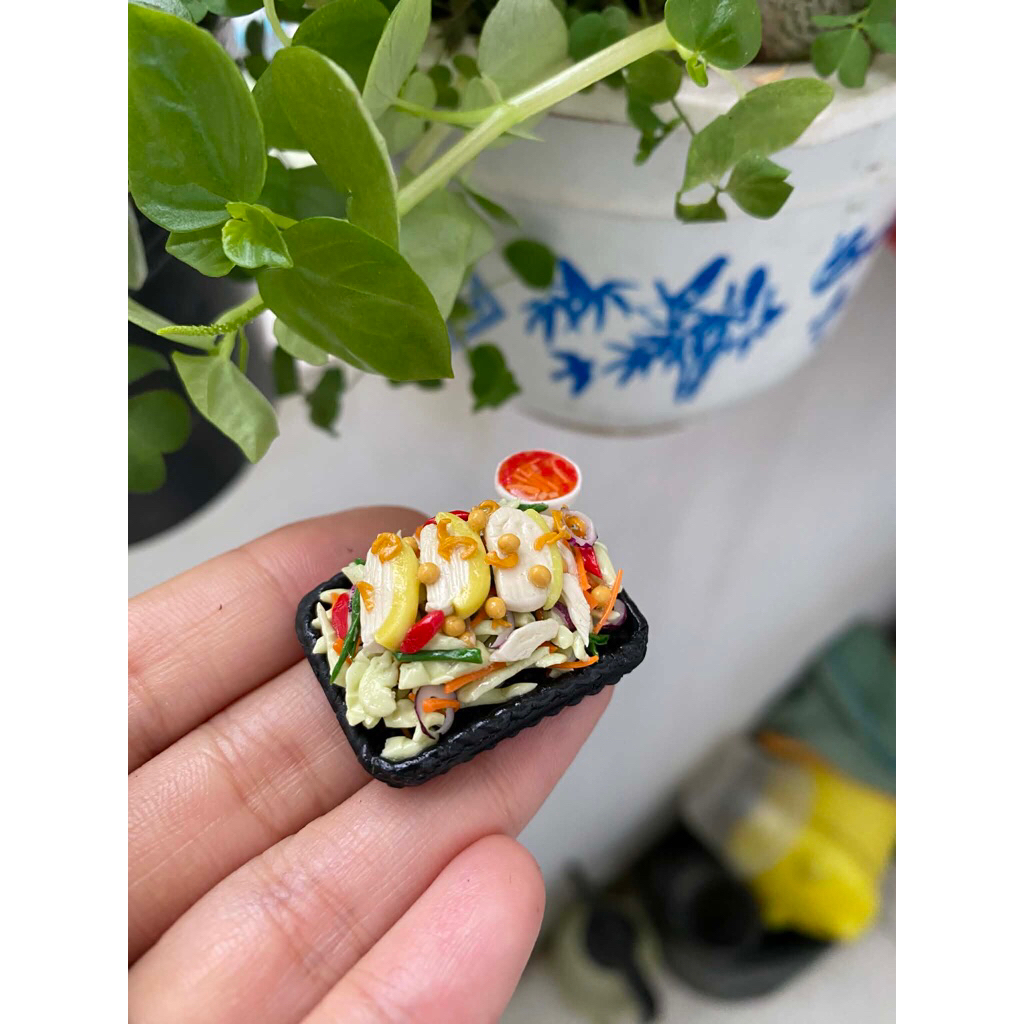 dĩa gỏi gà mini bằng đất sét
