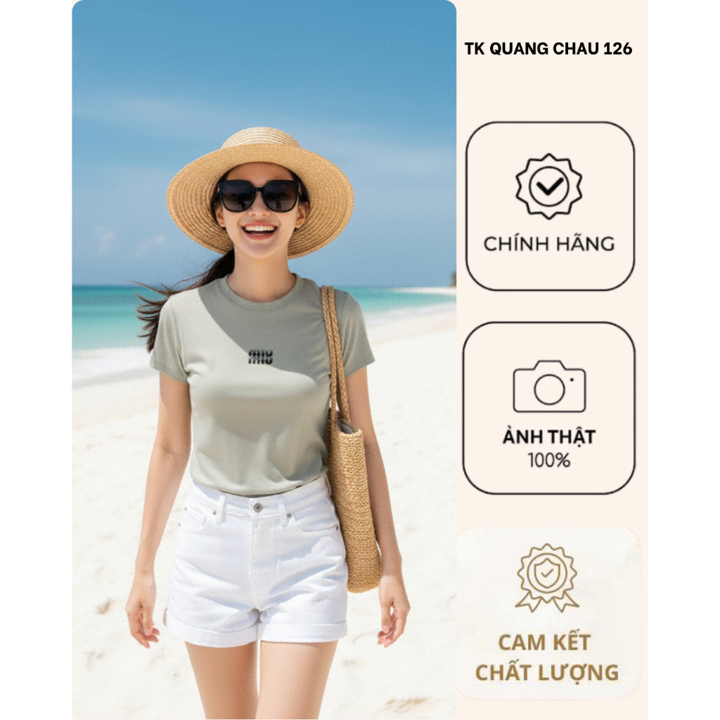 Áo Thun Cotton Miu Cao Cấp, Kiểu dáng Slim-fit ôm nhẹ tôn dáng.(M9021)