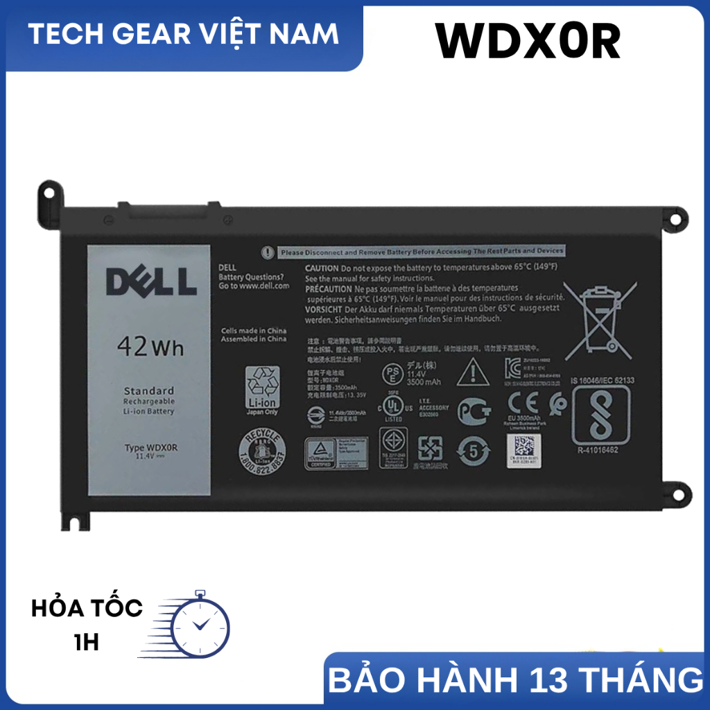 Pin Dùng Cho Laptop Dell WDXOR 4hWh Pin Dell Inspiron 5567 5565 5568 5570 5579 7550 7560 3580 5580 5