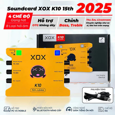 [Chính Hãng] SoundCard XOX K10 Bộ Thu Âm Thanh, Livestream, Hát Karaoke Sound Card K10 2025 Bảo Hành
