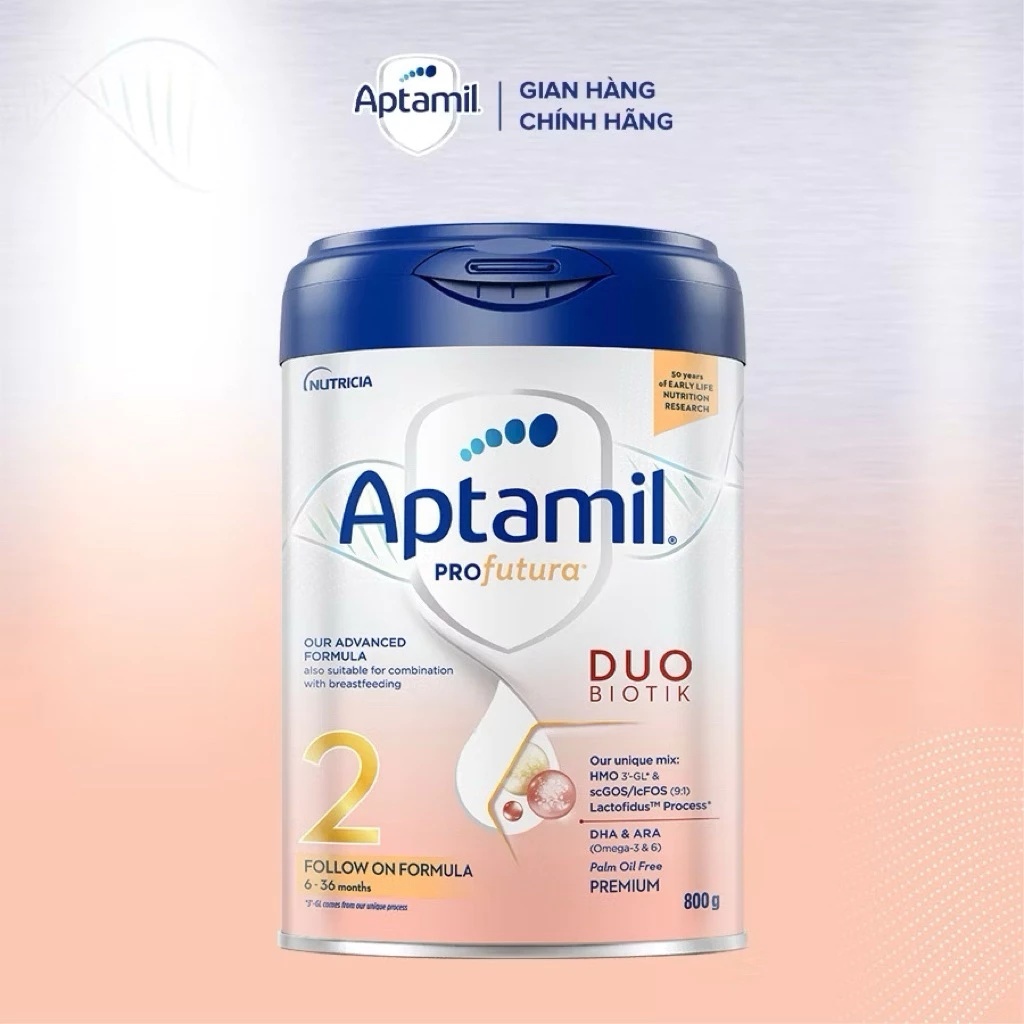 Sữa Bột Cho Bé Aptamil Profutura Duobiotik Hà Lan Số 1, 2 Lon 800g