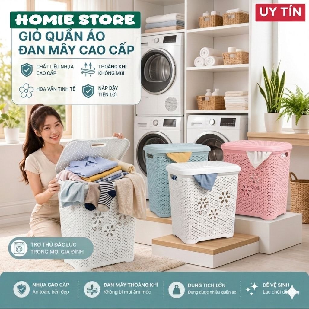 Giỏ đựng đồ nắp hoa Việt Nhật
