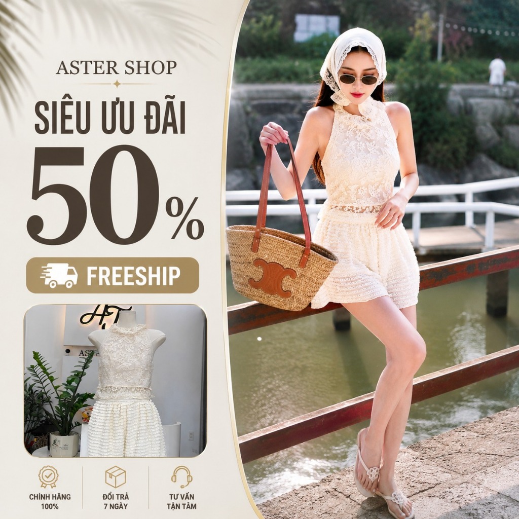 Set Áo Yếm Quần Ren Sóng TKCC BAGEO – Phong Cách Nữ Tính, Duyên Dáng Từ Aster Shop