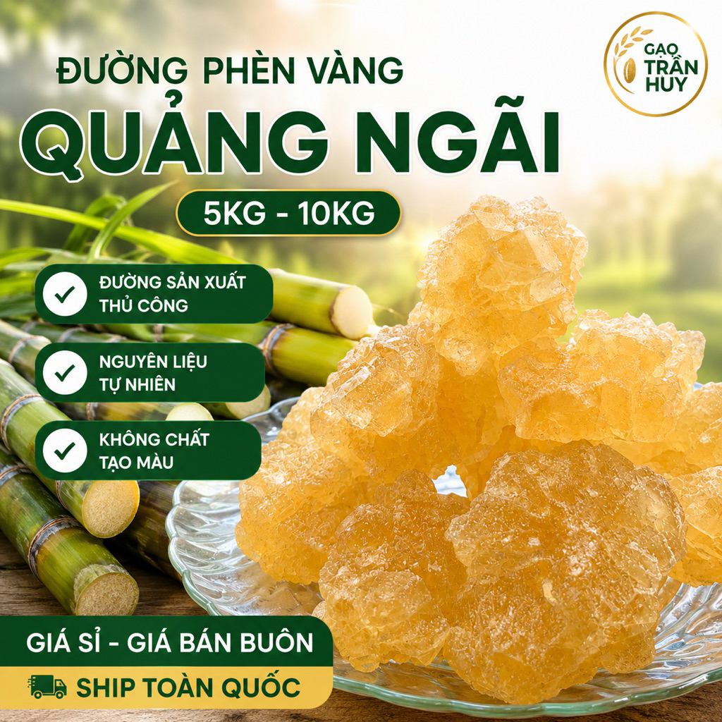 Đường Phèn Vàng Quảng Ngãi 5KG 10KG Đường  Phèn Thủ Công Ngọt Thanh
