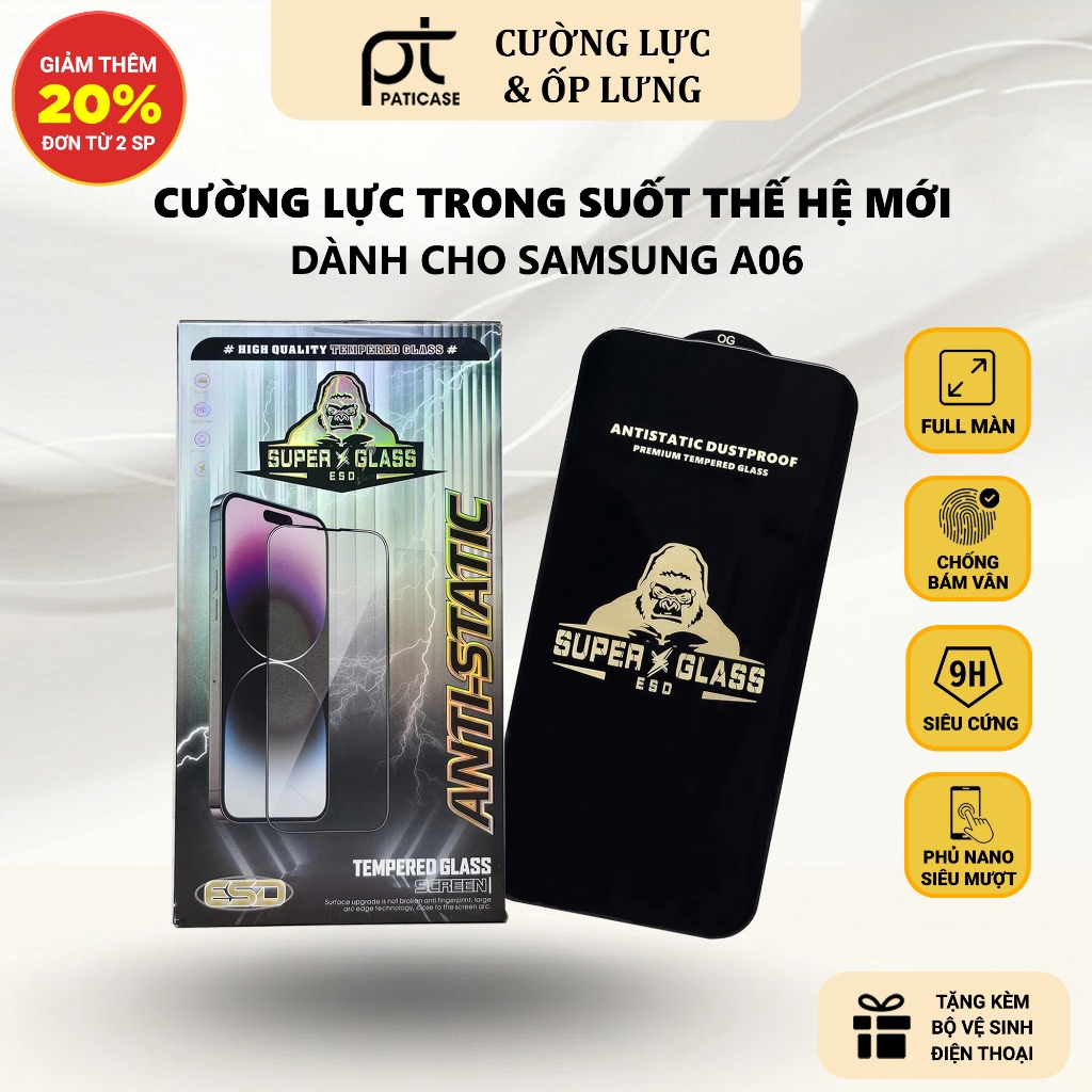 Cường lực Samsung A06 4G/5G Paticase full màn | Miếng kính dán bảo vệ màn hình cho ss galaxy