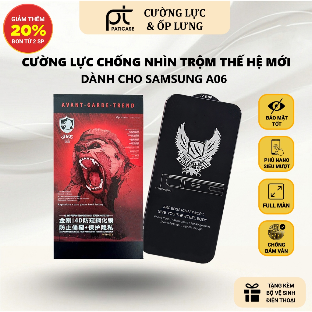Cường lực Samsung A06 4G,5G chống nhìn trộm kính full màn bảo vệ màn hình cho ss galaxy Paticase