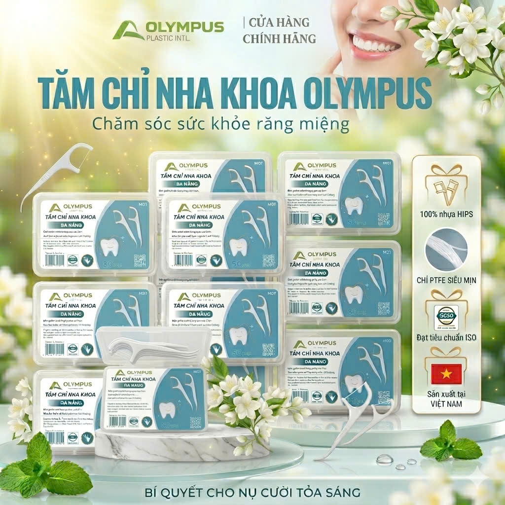 Tăm Chỉ Nha Khoa Olympus Hộp 50 Tăm Vệ Sinh Kẽ Răng Chuyên Dụng