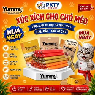 [Không chất bảo quản] Xúc Xích Cho Chó Mèo Yummy 100% Thịt Gà Cá - Vị Gan  – Thơm Ngon Khó Cưỡng (Gói 20 Cây)