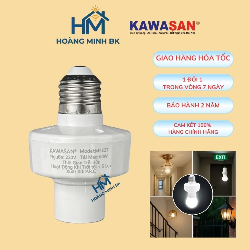 Đui Đèn Cảm Ứng Vi Sóng Nối Dài Kawasan MSE27 Kawasan (có xuất VAT)